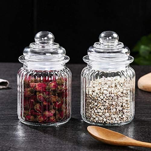 Image of Stylish Home Decor Crystal Clear Glass Sugar Candy Mukhwas Jar Bowl Pickle Storage Container Pot with Lid CRYSTAL CANDY JAR. (POP JAR 350ML 3PCS SET)
