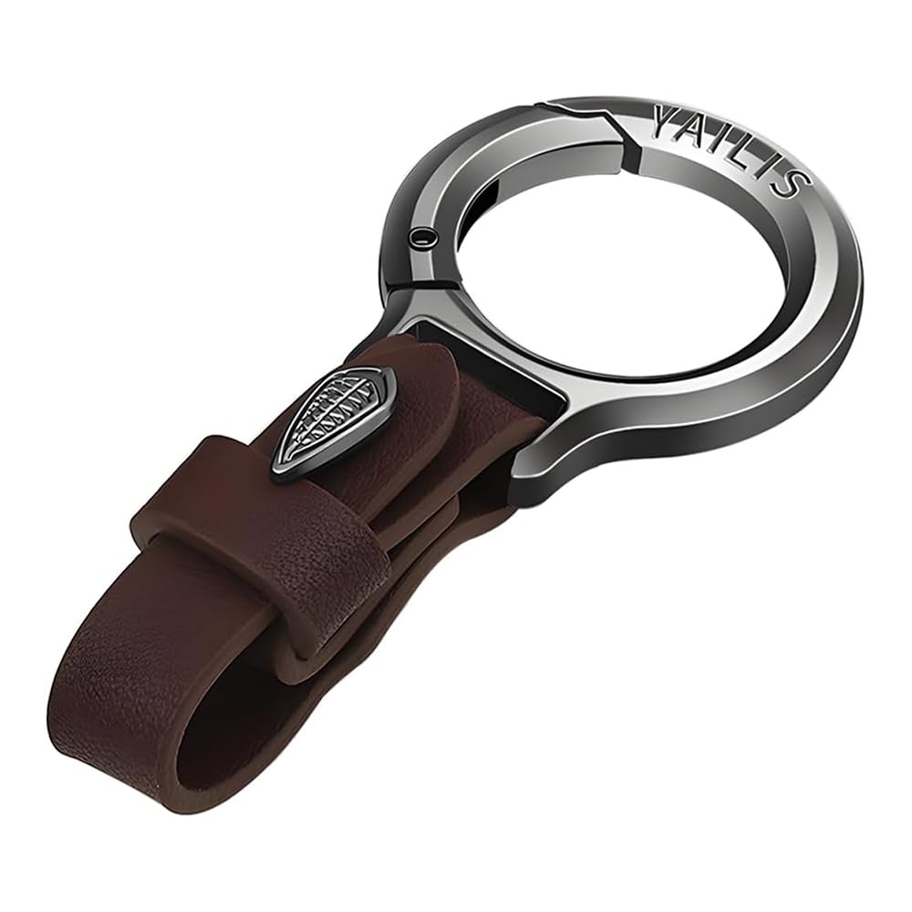 YDSTNiu 1 Piece Car Keyring Zinc Alloy for Opel Opc Adam Vivaro Meriva, Key Fob Chain Luxury Brown Leather Key Ring Holder Durable Vehicle Styling Accessories