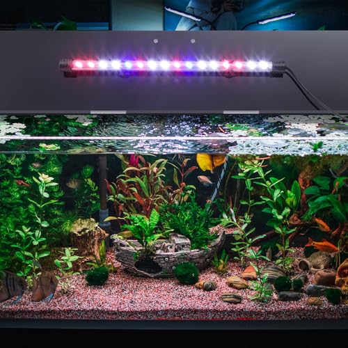 Image of Sieral Aquarium Lids Polycarbonate Canopy with LED Light 29 x 11.38 x 0.12 Inch for 20 /29 /37 Gallon Without Center Brace Aquariums Cover Fish Tank Lid with a Hook Knife, Black