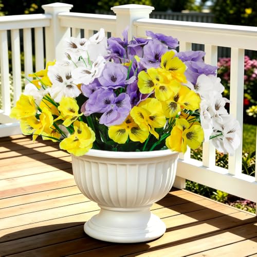 Weldomcor 9 Bouquets Fleurs Artificielles Extérieures, Résistantes Aux UV Pensées Artificielles...