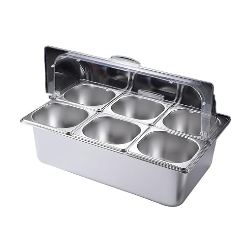 Aserzenith A Serzenith Countertop Food Serving Display Container, Stainless Steel Food Serving Tray, Buffet Condiment Dispenser Display Rack For Restaurant Hotel Kitchen,