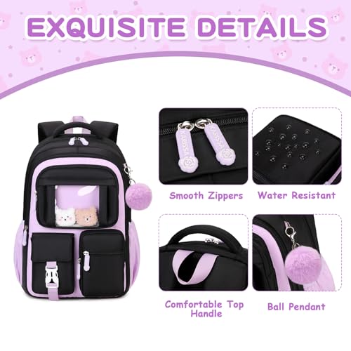 Image of PIG PIG GIRL Kids Backpack for Girls School Book Bag for Elementary Primary