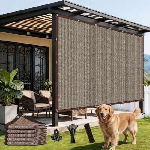 Coiuzo Shade Cloth for Garden ，Greenhouse Plants Fence Privacy Screen s Outdoor Patio Balcony Awning mesh tarp pergola Cover Screen Porch Backyard Apartments Retractable 8FT*10FT 50%