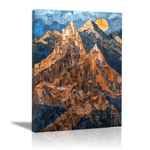 Tableau decoration murale montagne 70x100cm encadrée pour le salon