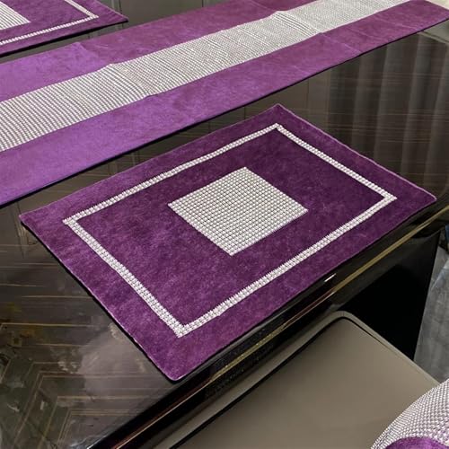 Chemin de table violet strass luxe taie serviette set decoration table
