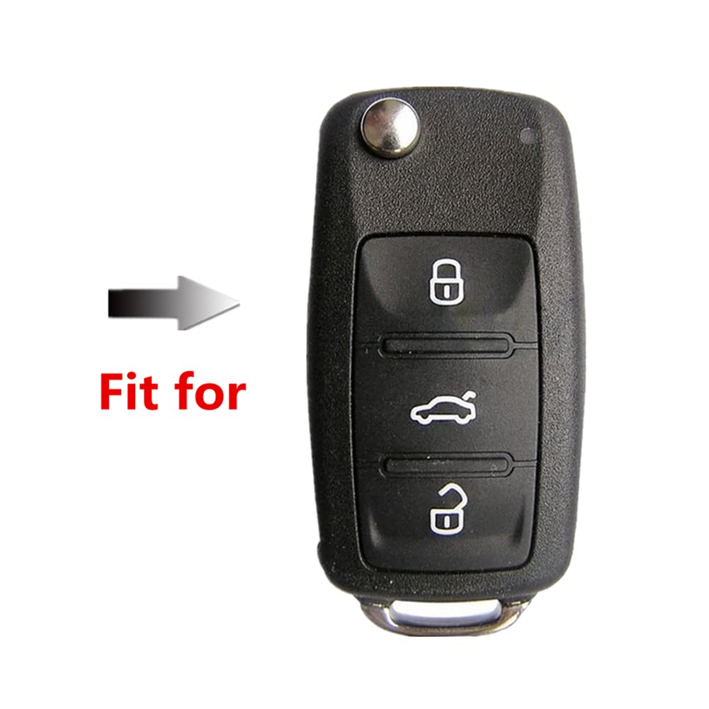 Happyit Silicone Car Key Cover Cases for Volkswagen vw Polo Bora Beetle Tiguan Passat Golf Jetta Eos Skoda 3 buttons Fob Shell Black - Image 2