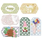 GLOBLELAND 4 Pcs Rectangle Grille Dentelle Fleur Cadre Matrices de Découpe Métal Symétrie Fond Découpe Gaufrage Pochoirs Modèle pour Papier Carte Fabrication Décoration DIY Scrapbooking