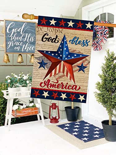 Patriotic God Bless America 4Th Of July House Flag 28 X 40 Inch Vertical Double Sided Blue Red Star Independence Day Memorial Day Yard Outside Décor #TOP4