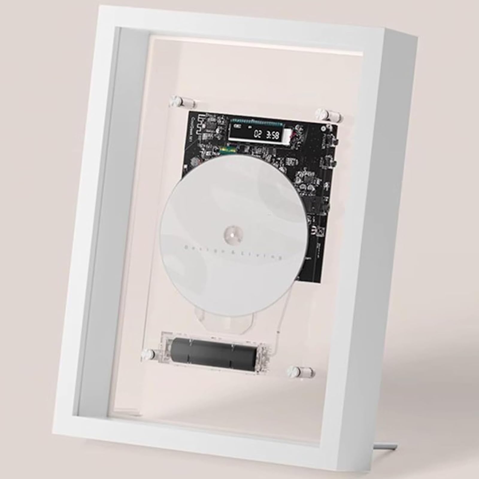 Cadre musical lecteur CD mural blanc élégant avec télécommande et AUX