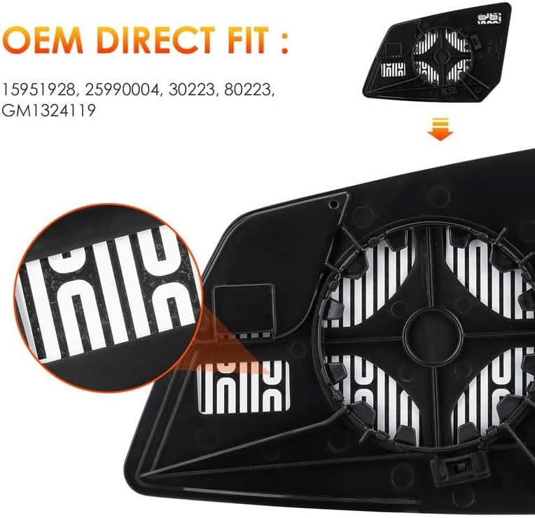 Miniatura 3 de Espejo lateral del pasajero de repuesto para GMC Acadia 2007-2016, Saturn Outlook 2007-2010, Chevrolet Traverse 2009-2016 Espejo calefactable