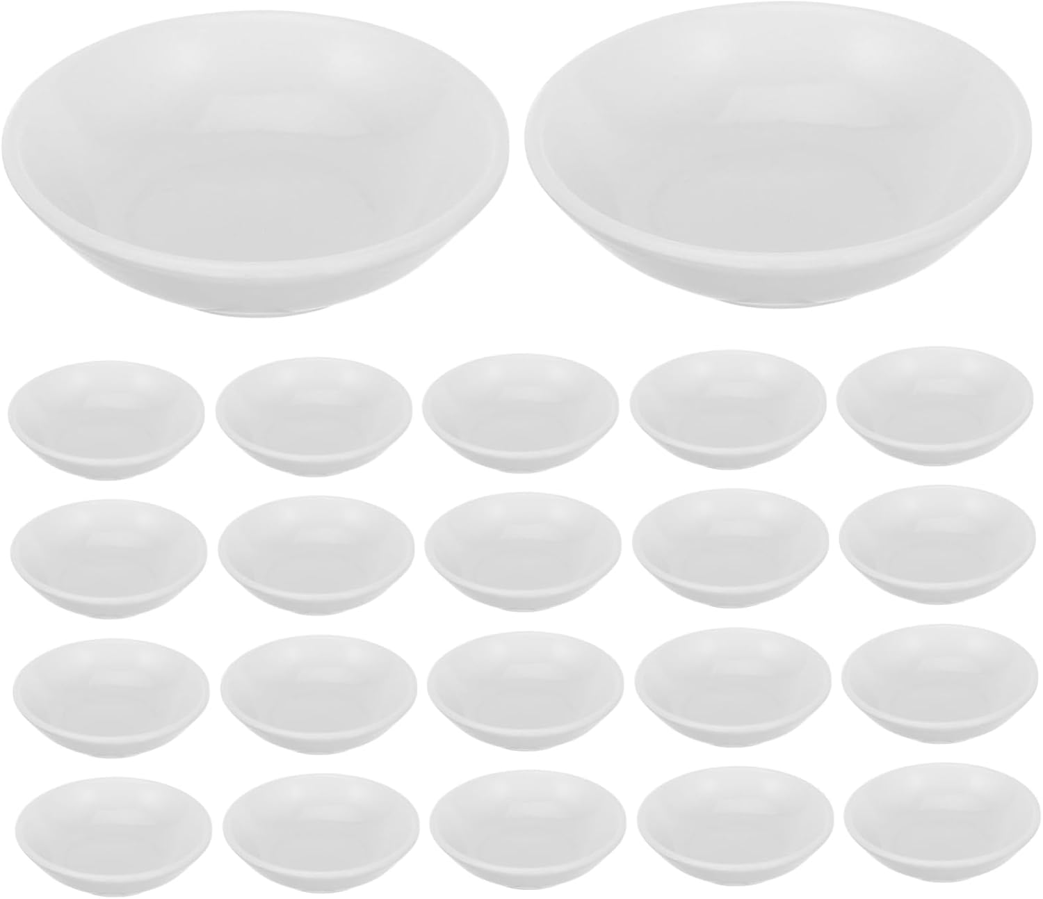 SHOWERORO 24pcs White Round Small Dipping Sauce Cups Condiment Bowls for Soy Sauce Seasoning and Hot Pot Essentials Diameter Elegant Design for Versatile Dining