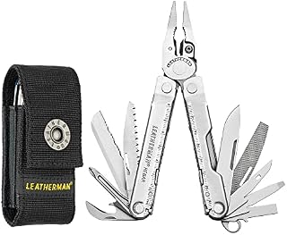 Leatherman Rebar - Multi-tool with 17 all-locking tools built-in, multipurpose tool for DIY and camping, made in the USA with 100% stainless steel, in silver and a nylon holster