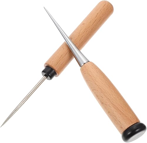 OATIPHO Herramienta de artesanía de cuero DIY Accesorios de punzón de mango de madera Diseño ergonómico para un agarre cómodo