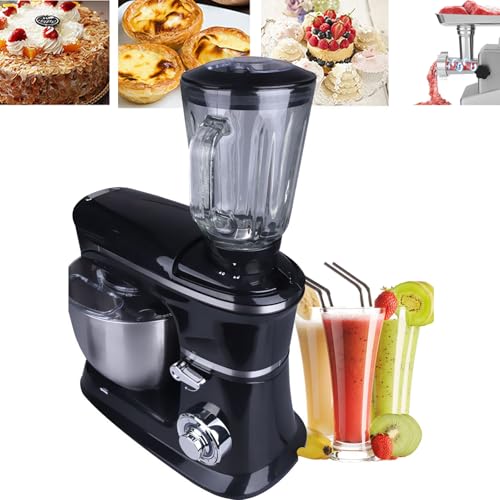 Batidora de pie de 6,5 l 1300 W con 6 velocidades, diseño de cabezal inclinable, mezclador de cocina, procesador de alimentos, molinillo de carne, licuadora de jugos, incluye gancho de masa, batidor