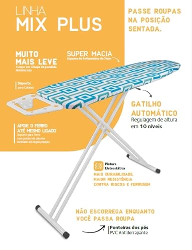Tabua Mesa de Passar Roupa Extra Forte 2001 Mix Plus Metalizado
