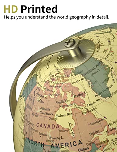 Waldauge Illuminated World Globe With Stand, 9" Vintage Earth Globes With Hd Printed Map For Living Rooms Decor, Led Globe Lamp With Stable Heavy Metal Base #TOP4