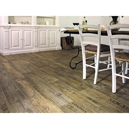 PVC Bodenbelag Vinylboden mit Schriftzügen, dunkelbraun (9,95€/m²), Zuschnitt (2m breit, 1m lang)