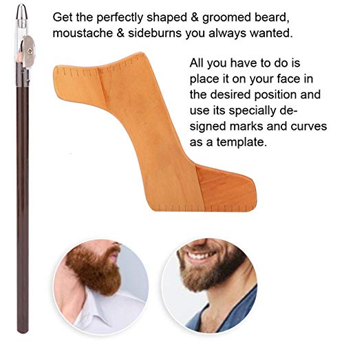 Men Beard Shaping Tools Kit, Mustache Styling Template Pen Grooming Brush Mustache Care Tool for Men's Jaw Cheek, Neck Line