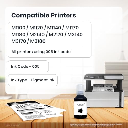 Image of Splashjet 005 Compatible Refill Ink for Epson M1100, M1120, M1140, M1170, M1180, M2140, M2170, M3140, M3170, M3180 Printer - (120gm x 1) Ink Bottle - 502698