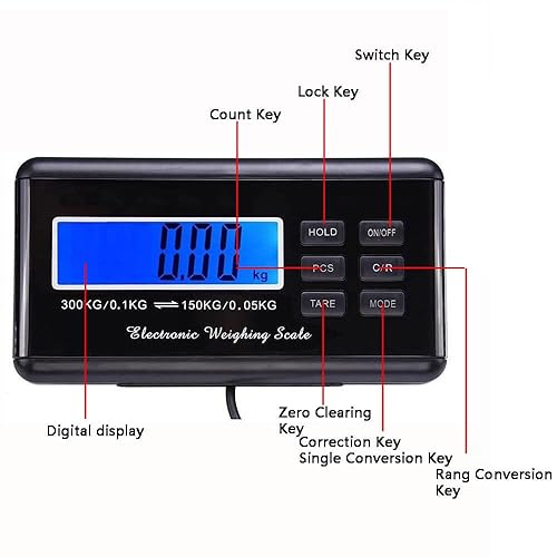 Miniatura 3 de Báscula de envío de acero inoxidable resistente Báscula postal digital LCD para paquetesequipajeoficina de correoshogar, 660 lbs300 kg de capacidad,