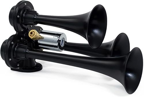 Miniatura 1 de Hornblasters Stealth Black Caboose - Bocina de aire de 1224 voltios solamente - 3 trompetas - tono único