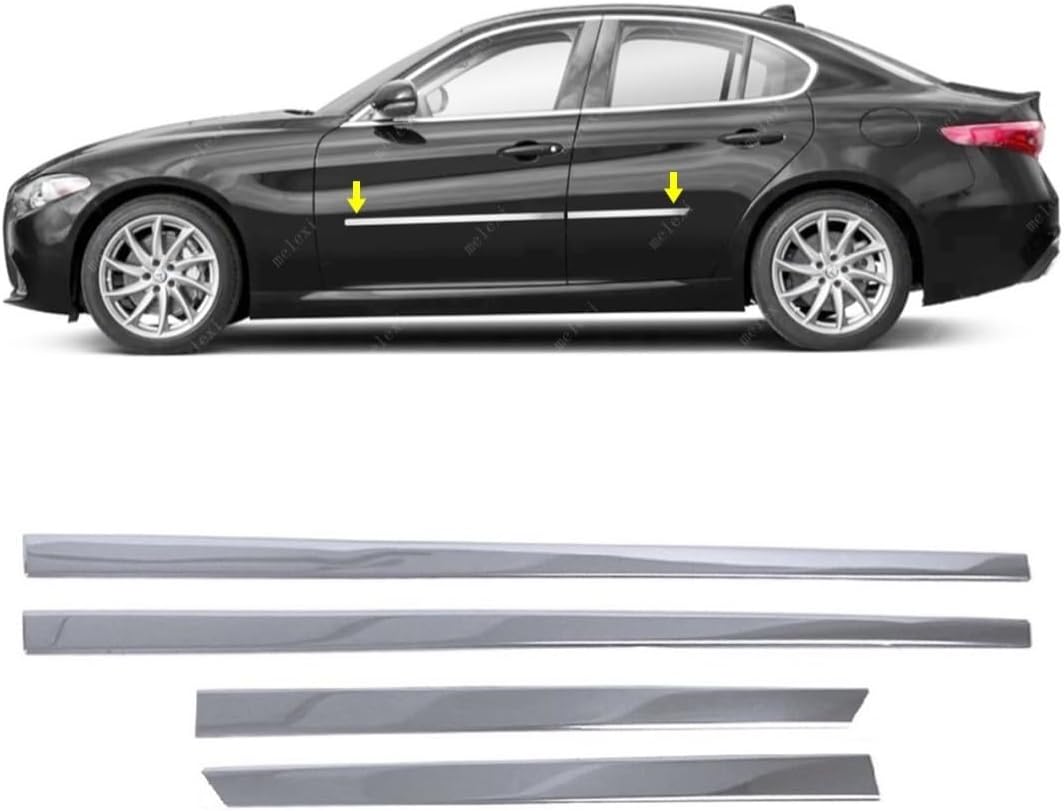 MELEXI Chrome Side Door MOLDING 4 Door 4 PCS S.Steel Compatible with ALFA Romeo Giulia 2017 Onwards