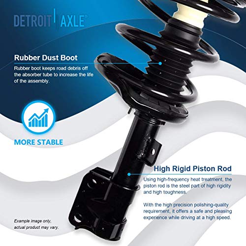 Image of Detroit Axle - 2pc Front Struts for 2001-2005 Chrysler Sebring Dodge Stratus 2000-2005 Mitsubishi Eclipse, 2 Struts & Coil Spring Assembly 2002 2003 2004 Replacement Suspension