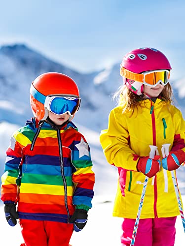 Image of Geyoga 4 Pairs Kids Mittens Waterproof Ski Gloves Boys Girl Warm Snow Winter Mittens for Kids Toddler Outdoor Activities
