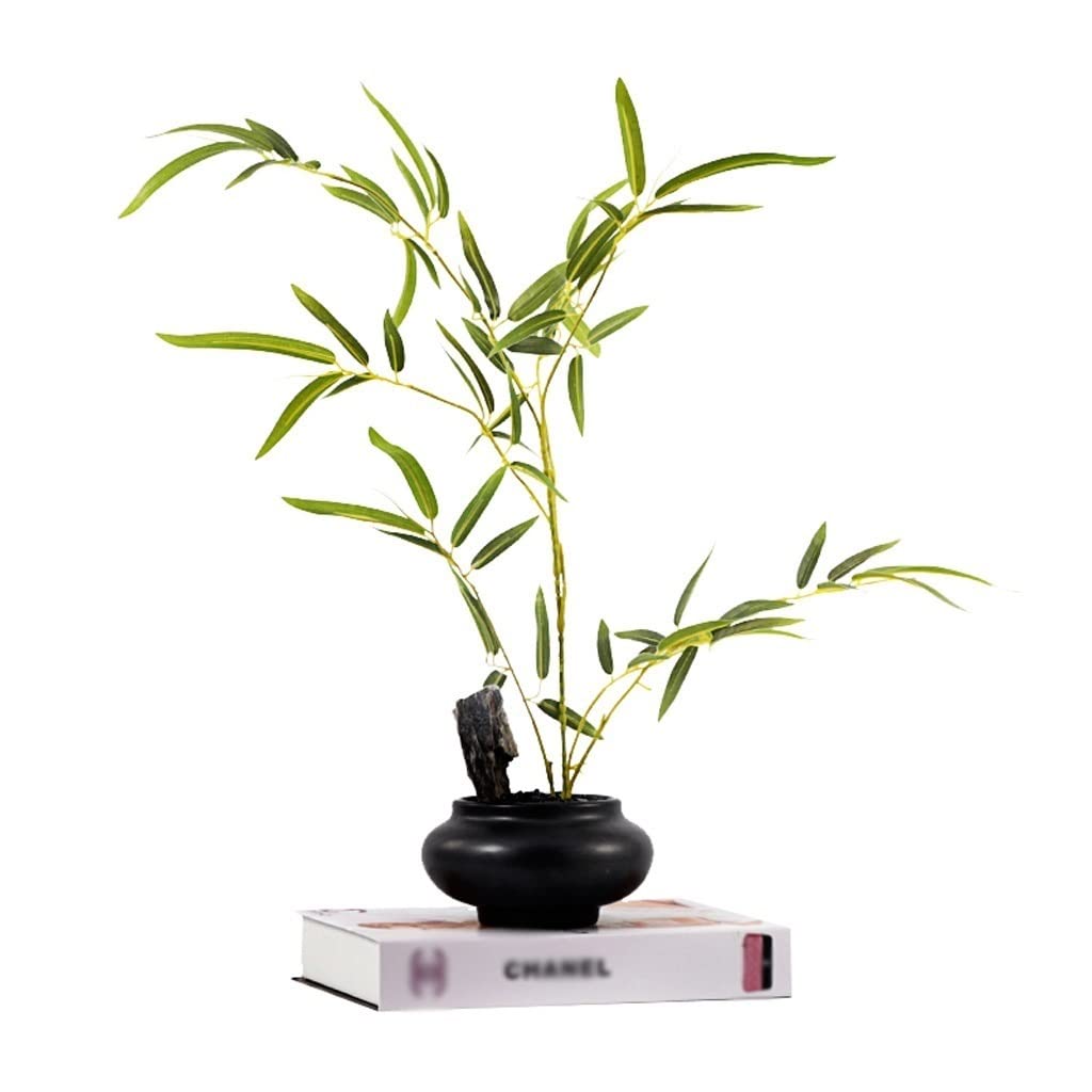 Artificial Bonsai Tree Artificial Bonsai Plant Simulation Green Ceramic Zen Decor Tea Room Living Learning Decoration