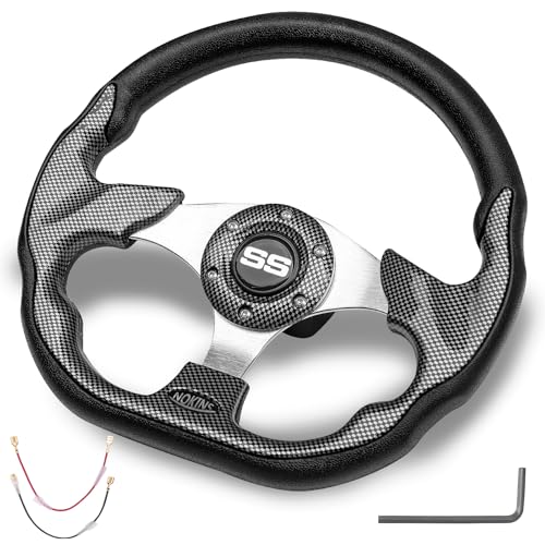 Nokins Universal D-Shape Carbon Fiber Golf Cart Steering Wheel