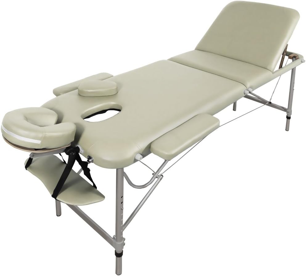 Aluminium Lightweight 11kg - 3 sections - Portable Massage Table - CREAM-YELLOW