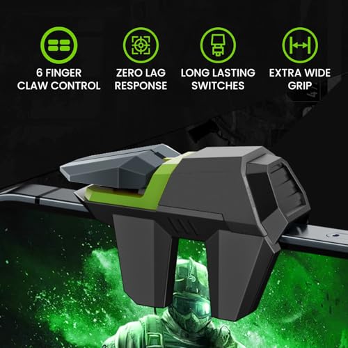Image of SpinBot Battlemods Raze 4 Buttons Smartphone Capacitive Gaming Trigger|6 Finger Claw Control|Zero Lag response | For Bgmi /Free Fire Max /Cod Mobile - (Black)