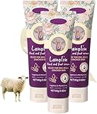 Natürliche Lanolin-Creme für Hände und Füße, nicht fettende, schnell einziehende Formel, spendet Feuchtigkeit und lindert Risse und Trockenheit Fußcreme,3pcs