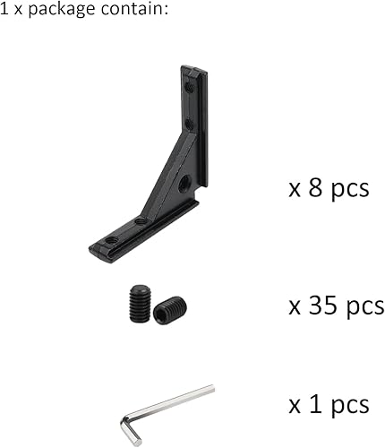 Miniatura 111 de 20 juegos 2020 de extrusión de aluminio 2020 soporte de esquina con ranura en T Serie 20 Hardware extruido conector de ángulo recto de 90 grados