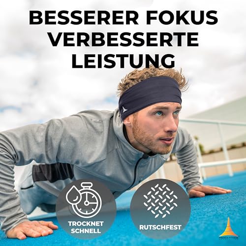 Foto von French Fitness Revolution - Dehnbares Sport-Stirnband Männer & Frauen - Schweißband zum Laufen, Radfahren, Basketball, Yoga, Fitness - feuchtigkeitsableitendes Workout-Haarband
