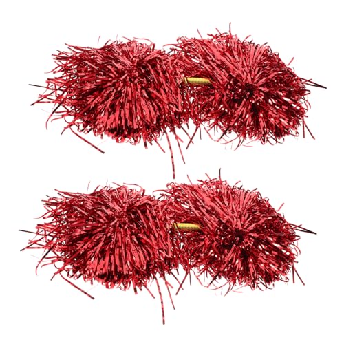 balacoo Innovative Dual-Head Pom Poms Red Cheerleading Balls Cheerleader Pompons for Boys and Girls Dance Props Cheerleading Equipment