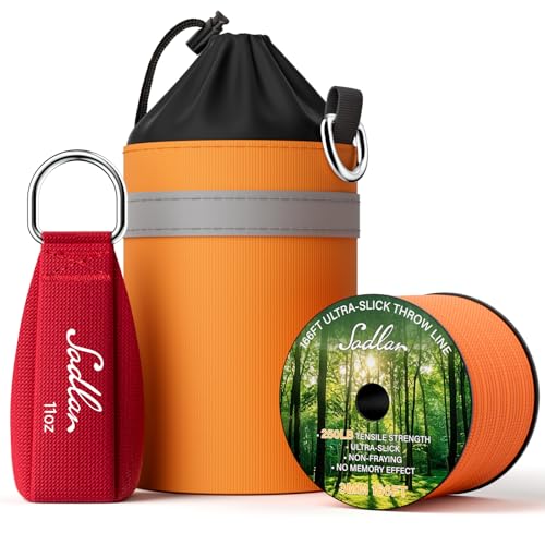 Sodlar Arborist Throw Line Kit - Ultra Slick 166ft Polyester Rope with 11Oz Weight Throw Bag Low High Limb Throwing Adults Forestry Tree Trimming Cutting Gear