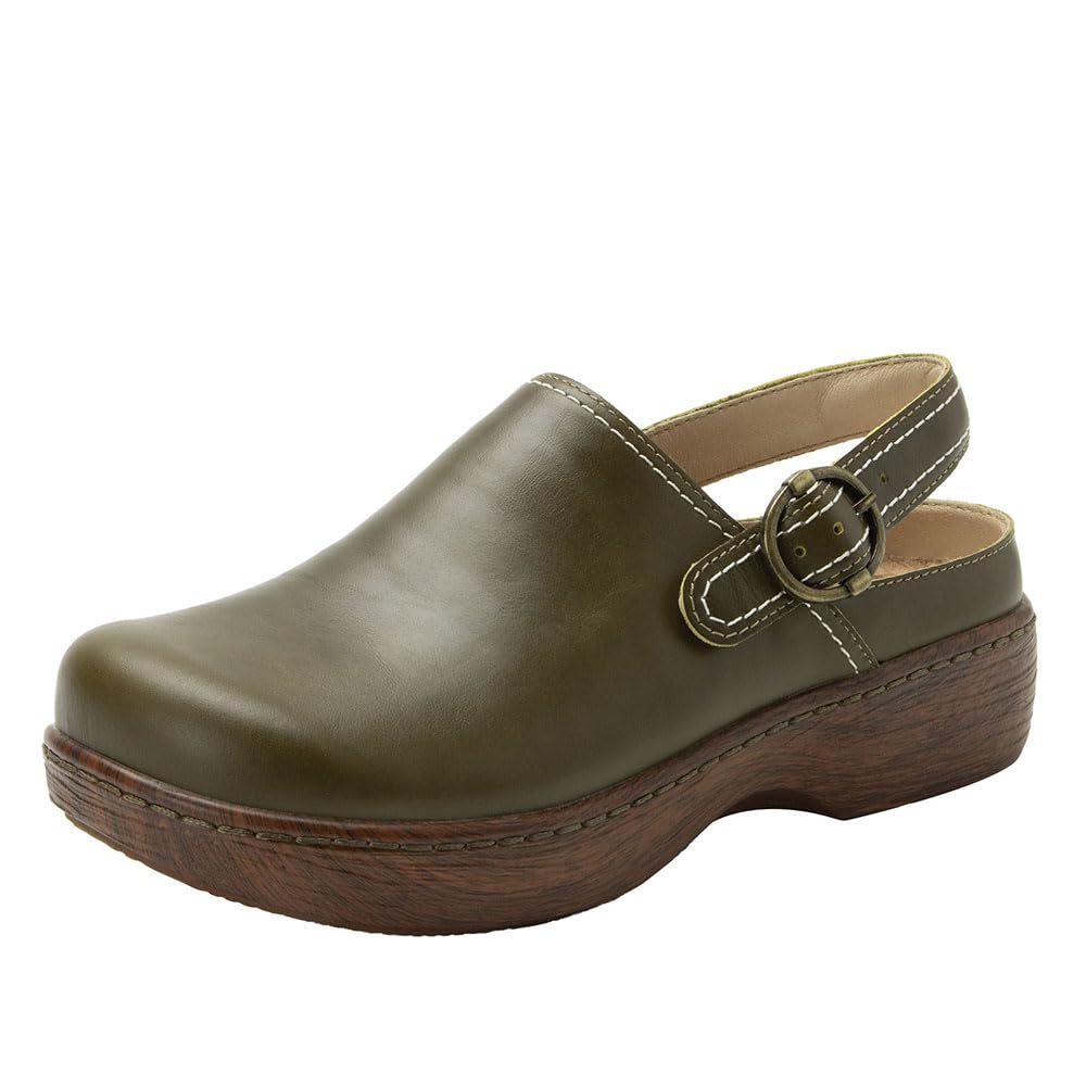 Alegria Women's Olie Slingback Clog Leather Slide