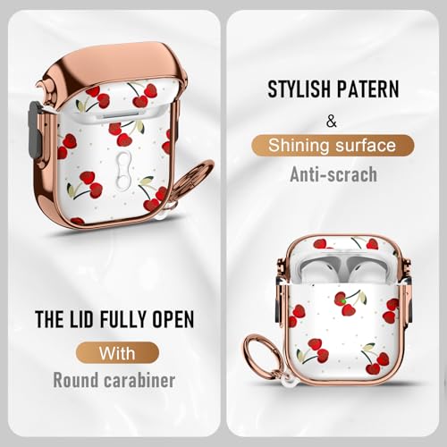 Image of Gedicht for Apple Airpods 2nd Generation Case,Soft Shockproof Airpods 2 Case Cute Cover for Girls Women with Keychain for Airpods 2nd /1st Cases with Lock,Cherry Dot