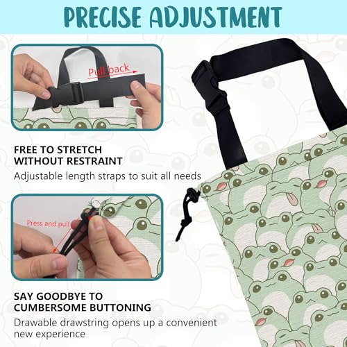 Image of Car Garbage Bag Cute Frog Kiddie Hanging Canvas Car Trash Bag Waterproof Drawstring Car Back Seat Organizer for Car Back Front Seat Console with Adjustable Buckle