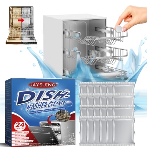 Tomtary Dishwasher Tablets Pack of 24 Bulk Eco Dishwasher Tablets All in 1 Dish Washing Tablets Non-Toxic and Residue Powerball for Deep Cleaning with Salt & Rinse Aid for Tough Stains Grease Grime