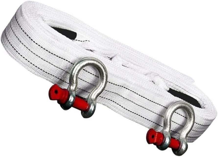 Tow Strap with Hooks Heavy Duty Tow Rope for Trucks Vehicles Boat Roadside Emergency Car Kit Safe Emergency Rescue Off Road Recovery Car Use Outdoor(White 2,3m*10 tons)