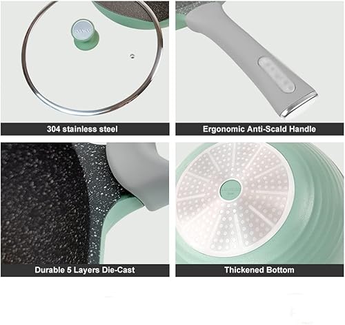 Miniatura 6 de JIAMEI - Sartén antiadherente de acero inoxidable con asas laterales para acampar al aire libre parrilla barbacoa