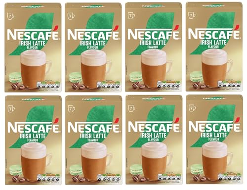 NESCAFÉ Irish Latte Instant Coffee Sachets x7 (Pack of 8 Total 56 Sachets) Creamy Latte with Smooth Irish Flavour