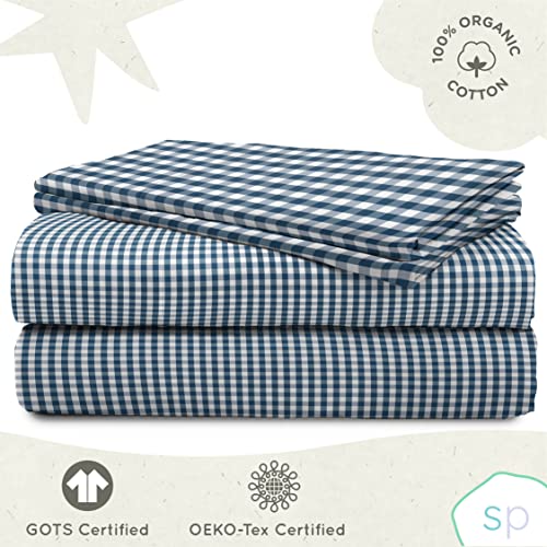 Saturday Park Minecraft Emblematic Full/Queen Duvet Cover Set And Dark Blue Gingham Queen Sheet Set Bundle #TOP6