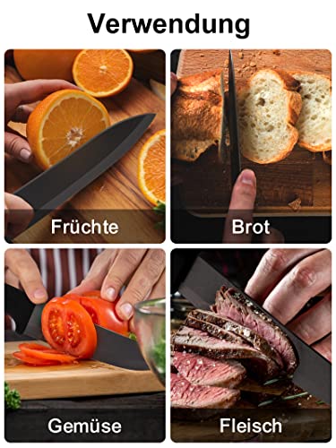 Foto von BESTINNKITS Keramik Messer Kochmesser Keramikmesser Set Chef Küchenmesser, 4-teilig Messerset mit Klingenschutz & Ergonomischer Griff, für Fleisch Brot Obst Gemüse Früchte