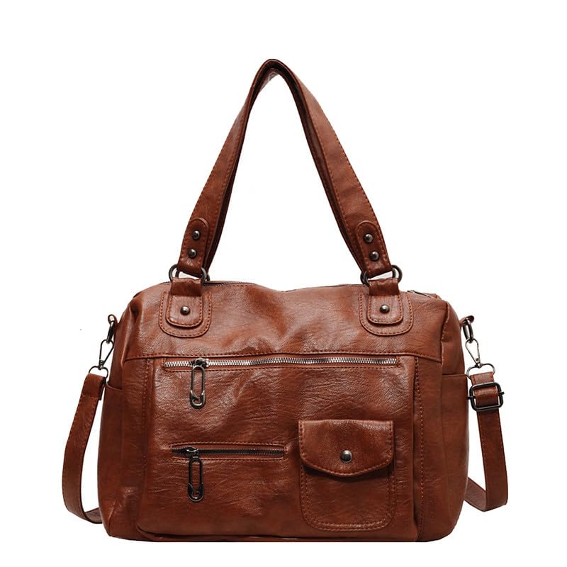 Borsa Bauletto con Tracolla da Donna in Pelle Sintetica Hobo Borsa a mano Sacchetto Borsa a spalla Donna Borse Manici Lunghi Donne Borsetta Borse a tracolla Marrone