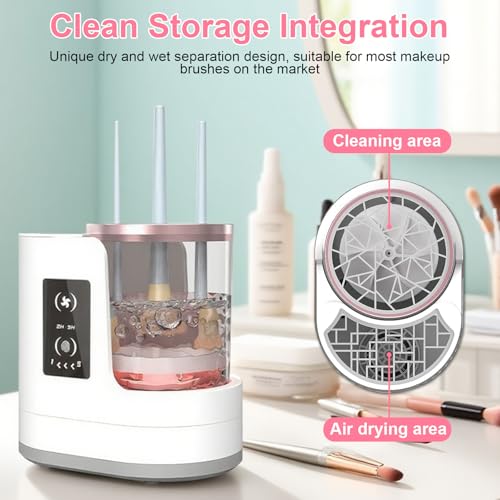 Infreecs Elektrischer Pinselreiniger Make Up mit Trockner, 3 in 1 Electric Makeup Brush Cleaner Machine, Effiziente Reinigung, Automatischer Makeup Pinselreiniger für Kosmetikpinsel aller Groβen
