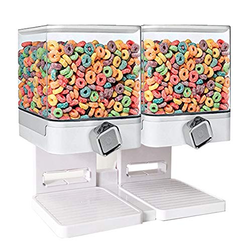 Dispensador de alimentos secos doble blanco de 17.5 oz para cocina 2