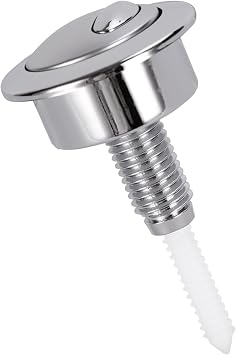1Pcs Toilet Flush Button Compatible with Siamp Optima49, Round Head Dual Toilet Push Button Flush Replacement Silver